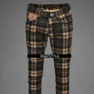 Men's Skinny Plaid Moto Pants - XS (Size 26-27)